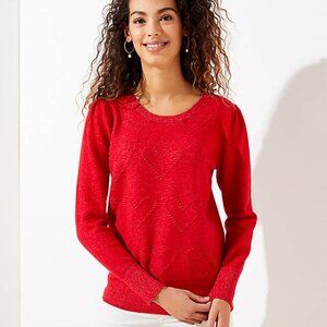 Loft Size Medium Red Hearts Women's Sweater